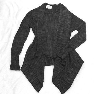 Ambiance Woven Black And Gray Cardigan Sweater High Low